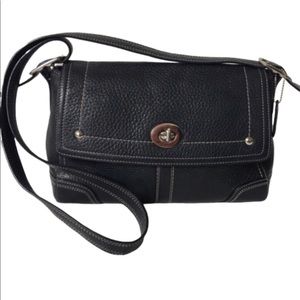 Black pebble LEATHER Coach Crossbody Purse